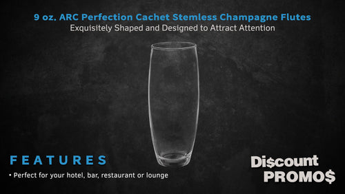 10 ARC Stemless Champagne Flutes Set, 9 oz. Clear J2755