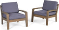Acacia Wood Club Chairs, Gray, 2-Pcs Set H881