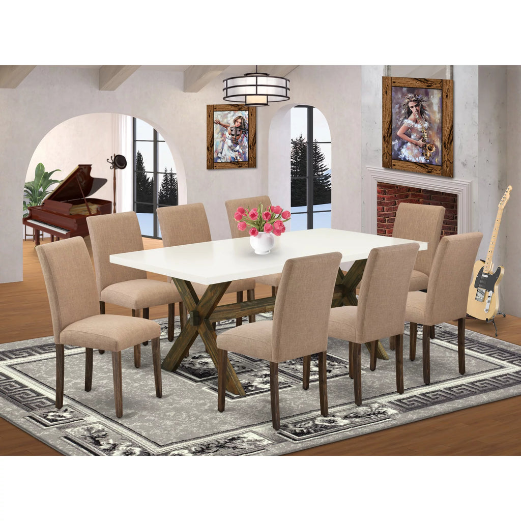 9-Piece Dining Room Set with 8 Upholstered Chairs and Rectangular Table P796