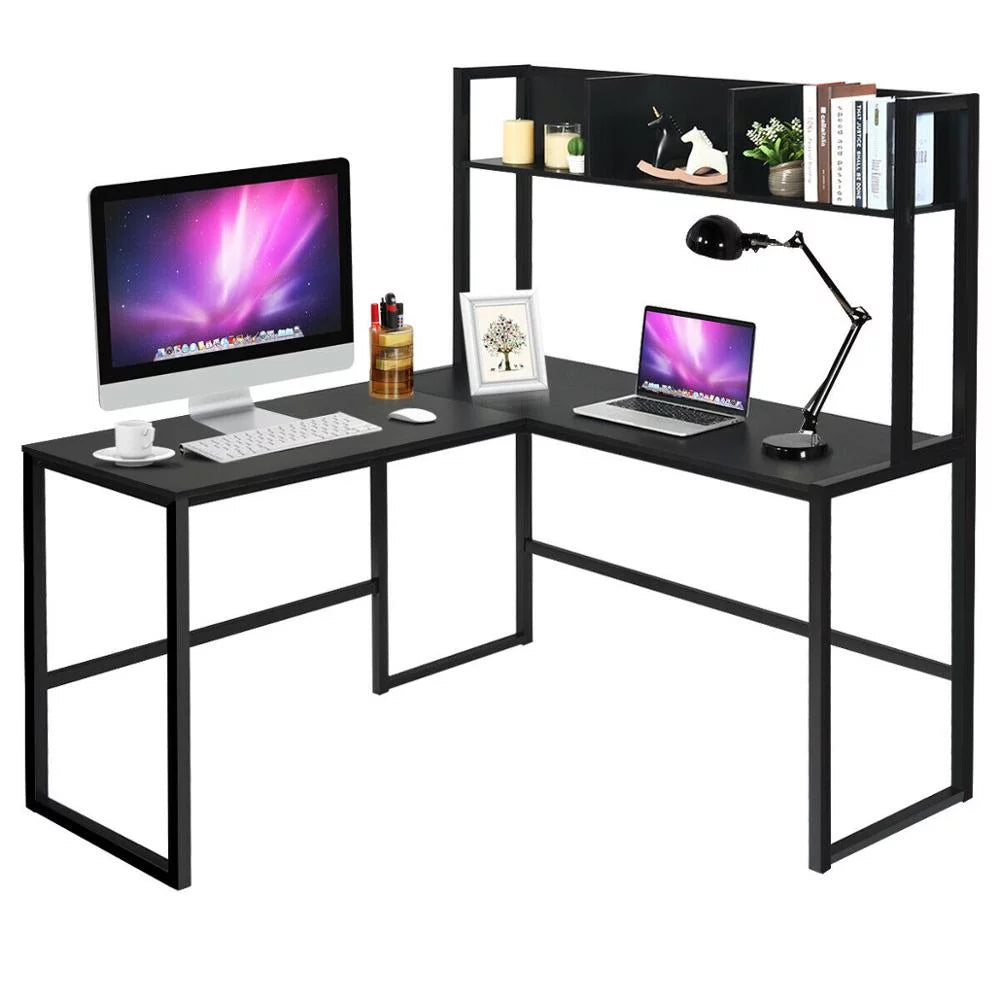55" L-Shaped Corner Computer Desk with Hutch Z3595
