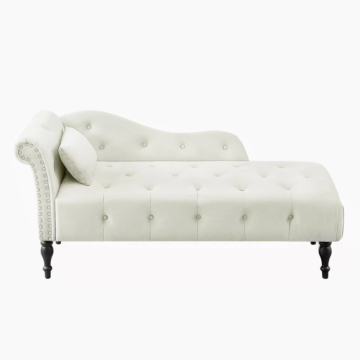 Velvet Tufted Chaise Lounge with Pillow W714