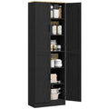 67" Distressed Black 4-Door Kitchen Pantry Cabinet T8082
