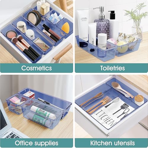 25 PCS Clear Plastic Drawer Organizer Set, 4 Sizes A640440