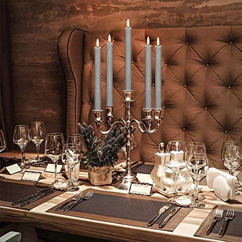 Flameless Ivory Taper Candles with Remote, Battery Operated Led 3D Wick Real Wax Pack of 6 I7998