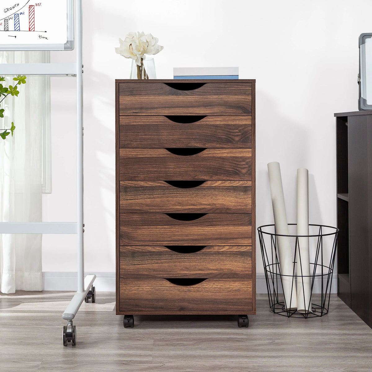 6 Drawer Grey Dresser with Wheels X294012