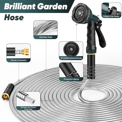 75 FT Kink-Free Garden Hose with 10-Function Nozzle Q13078