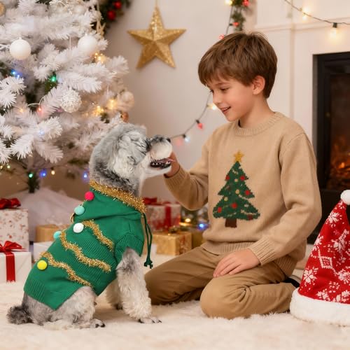 Dog Christmas Sweater with 3D Reindeer Pattern Knitted Pet Clothes B507