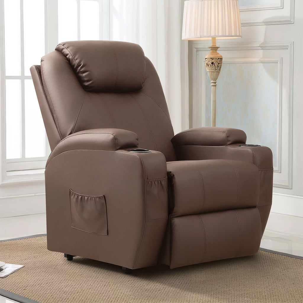 Black PU Leather Power Lift Recliner Chair with Massage and Heating A1830