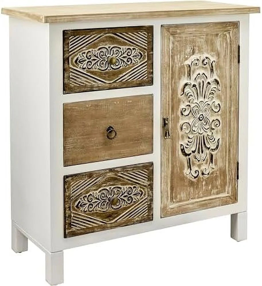 Carved Wood Sideboard with 5 Drawers Y8601