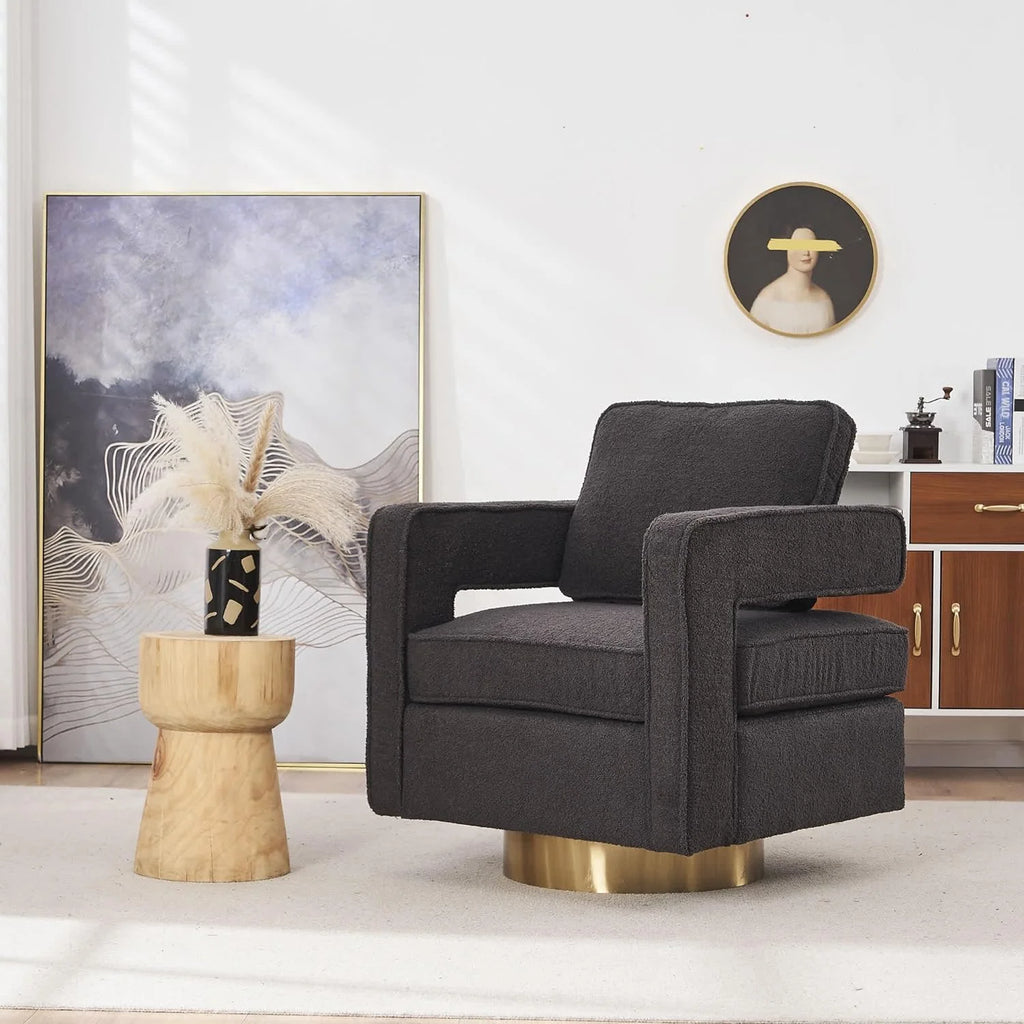 Orange Swivel Accent Chair with Pillow W504