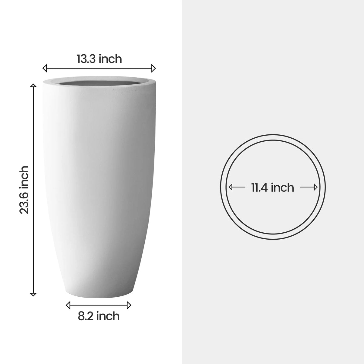 24" White Concrete Tall Planter Set of 2 N2992