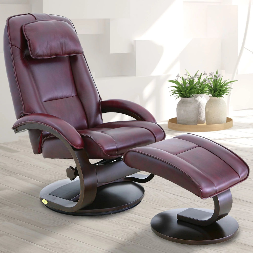 Merlot Red Recliner Chair with Ottoman A709156