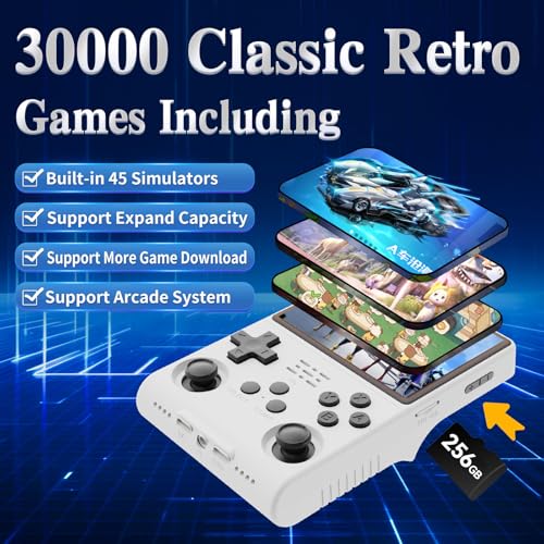 Handheld Game Console 30000 HD Games 3.5-Inch IPS Screen 256GB SD Card Y765
