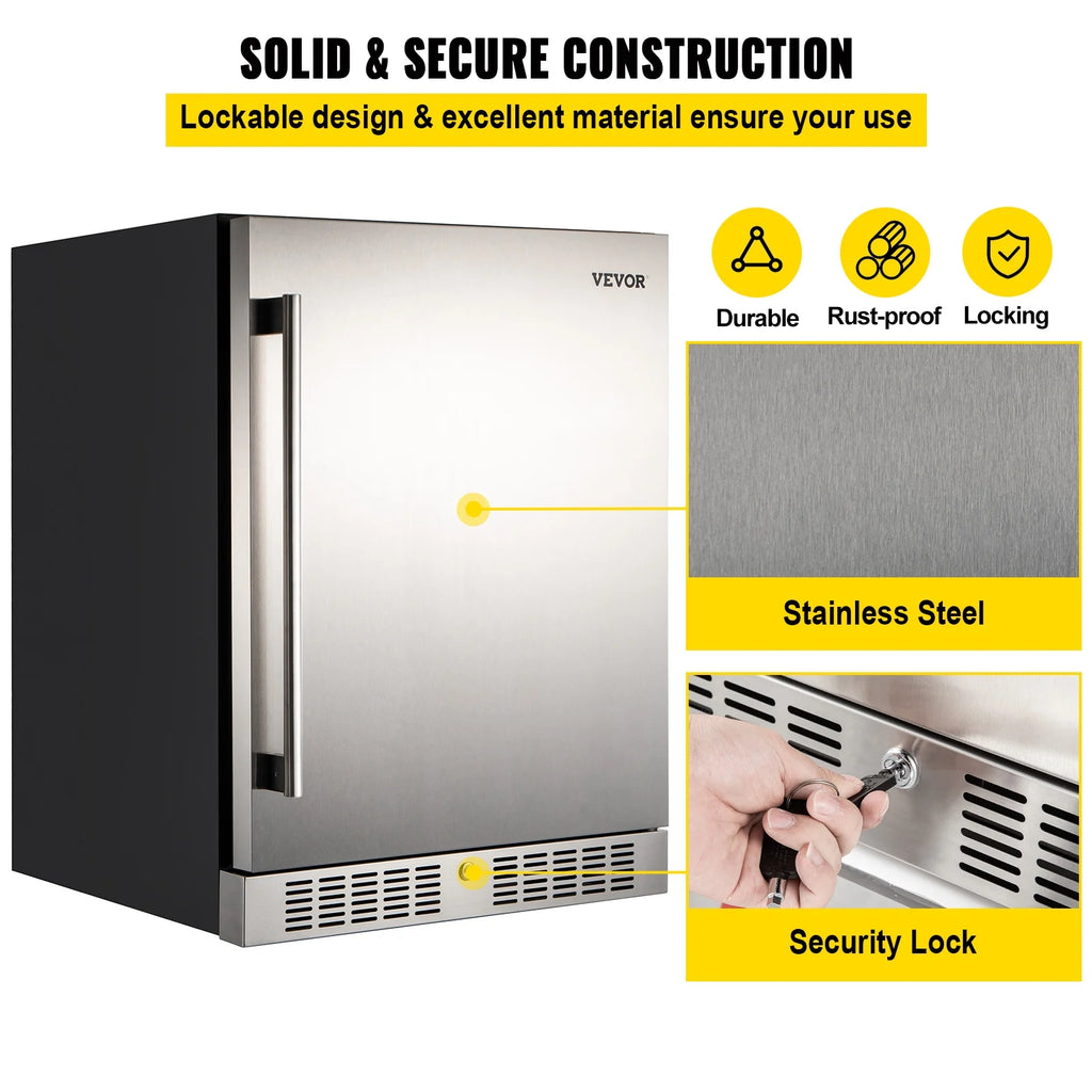 24'' Built-in Beverage Cooler 5.5 cu.ft. Reversible Door 142 Can Black & Silver U2555