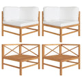 2 pcs Teak Wood Corner Sofas with Cushions M946261