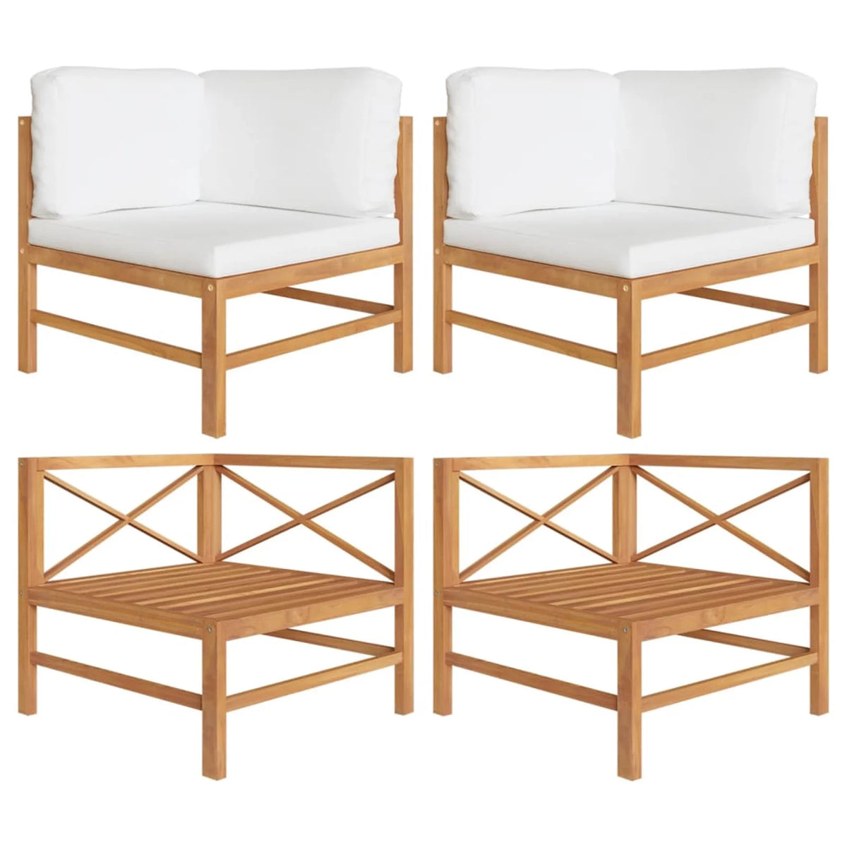 2 pcs Teak Wood Corner Sofas with Cushions M946261