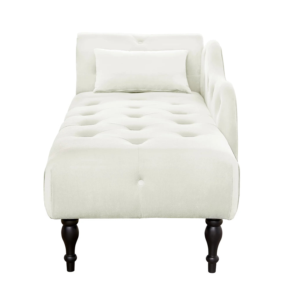 Velvet Tufted Chaise Lounge with Pillow W714