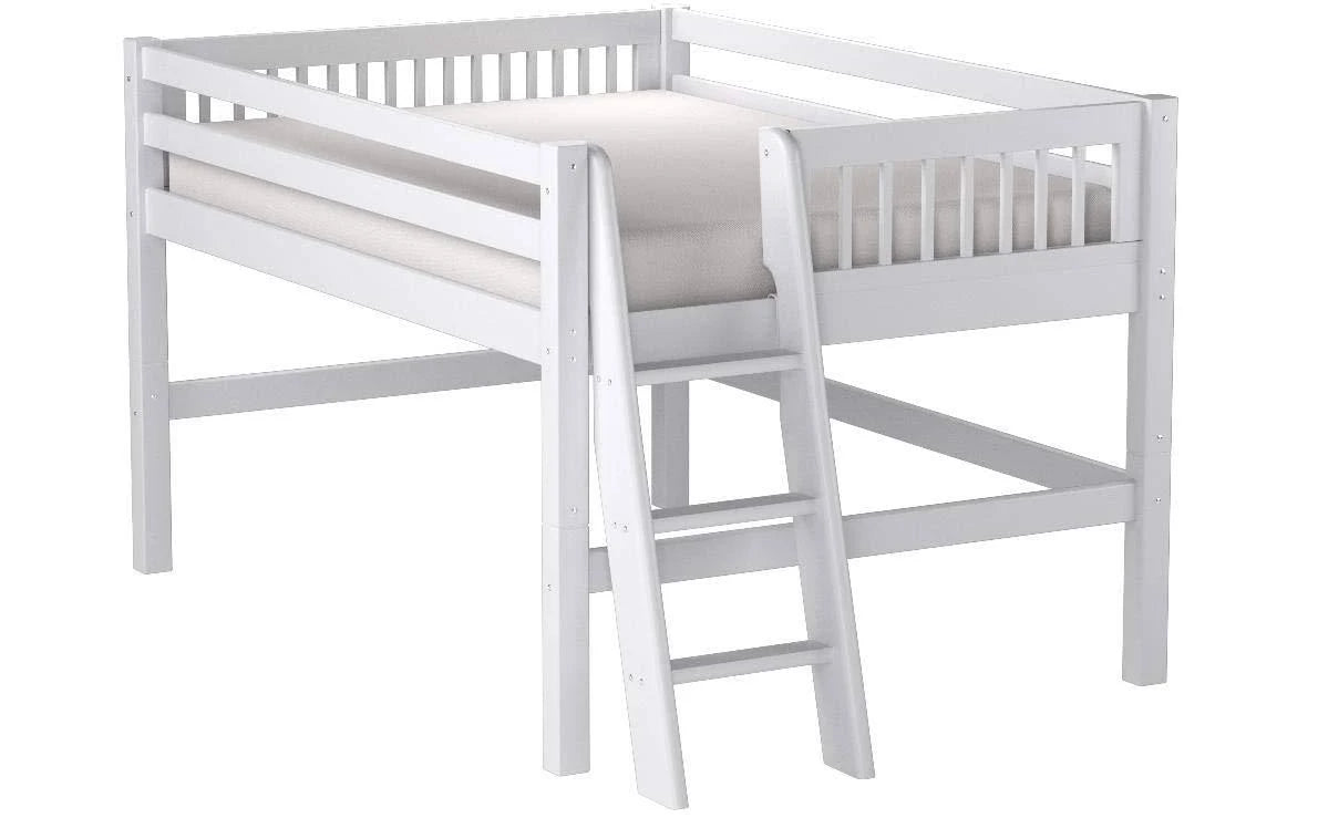 Twin Low Loft Bed with Lateral Ladder, White N315995