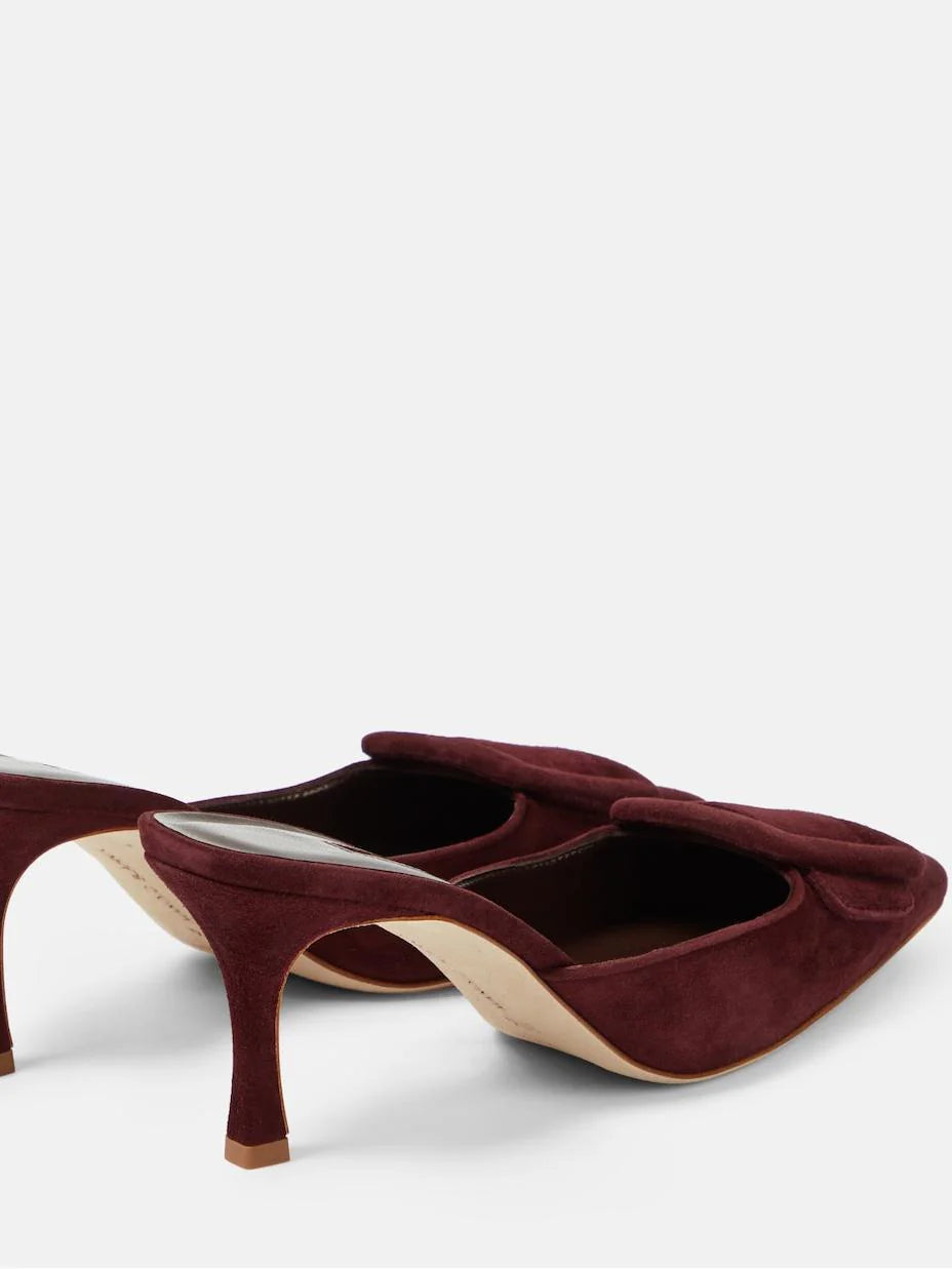 Cow Suede Belt Buckle Pointed Toe Stiletto Heel Pumps G676940