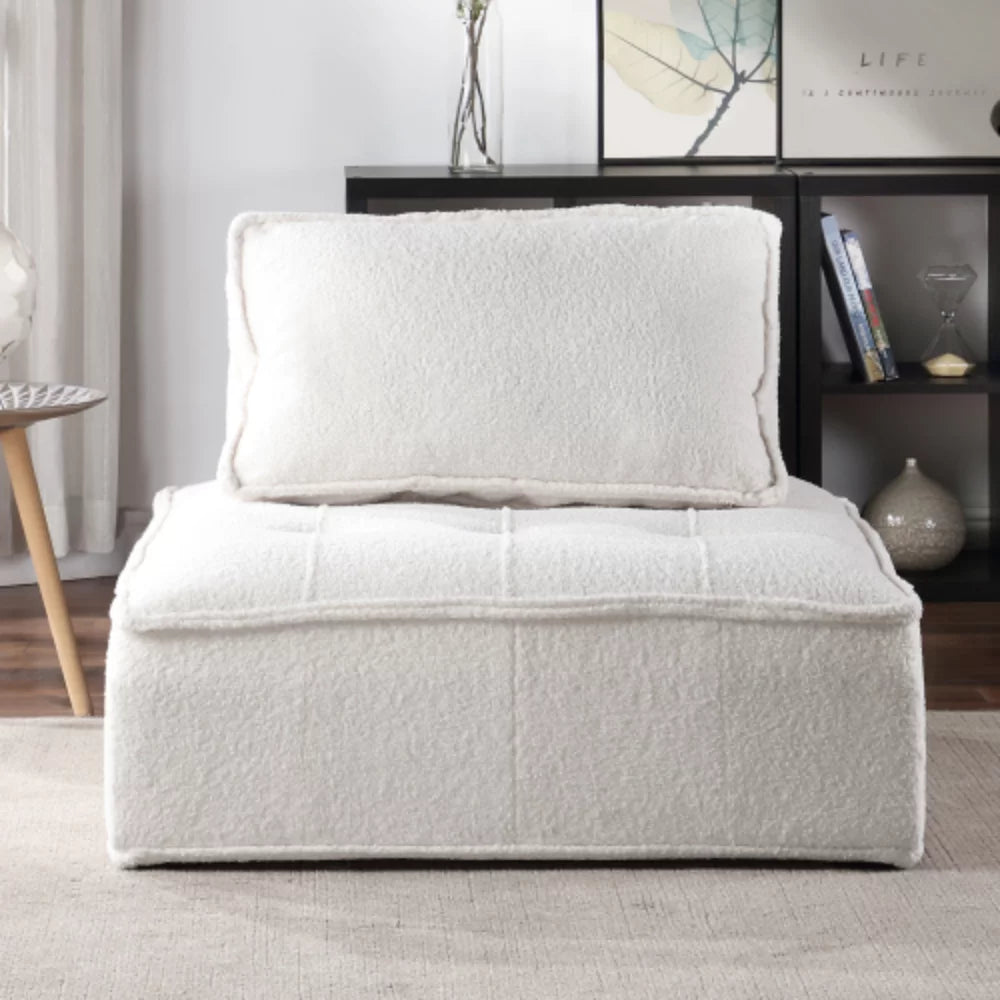 White Lambskin Sherpa Oversized Armless Accent Chair W784622