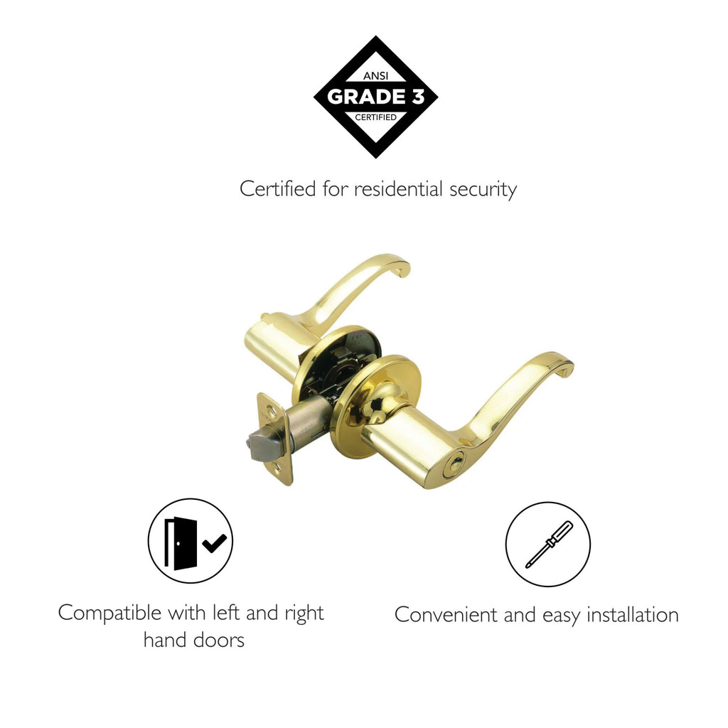 Entry Door Lever Adjustable Backset Polished Brass X424