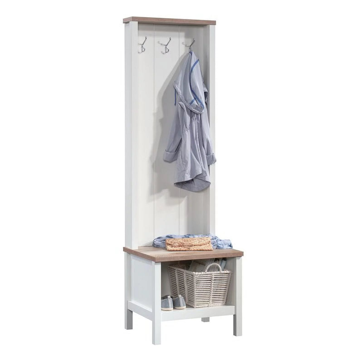 Soft White Entryway Bench with Storage S32335