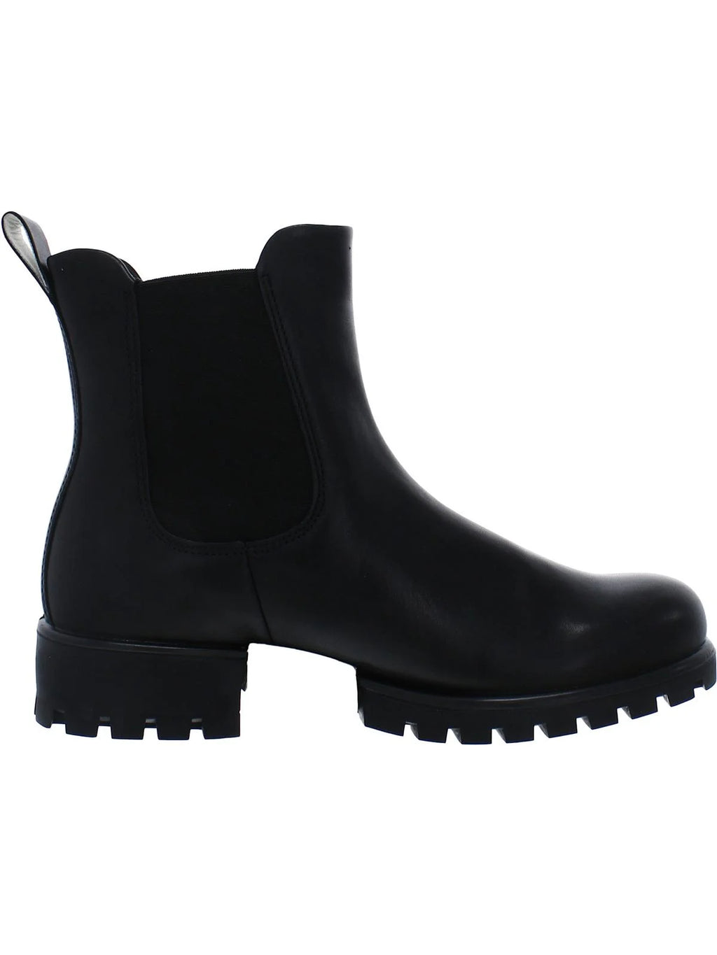 Black Cushioned Lug Sole Round Toe Leather Chelsea R380