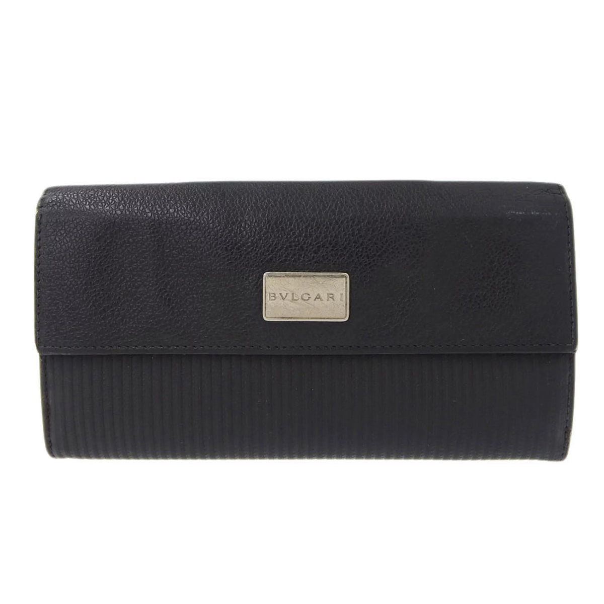 Pre-Owned Black Leather Long Wallet H90299