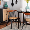 Black and Walnut Brown Wood and Rattan Dining Chair C3048