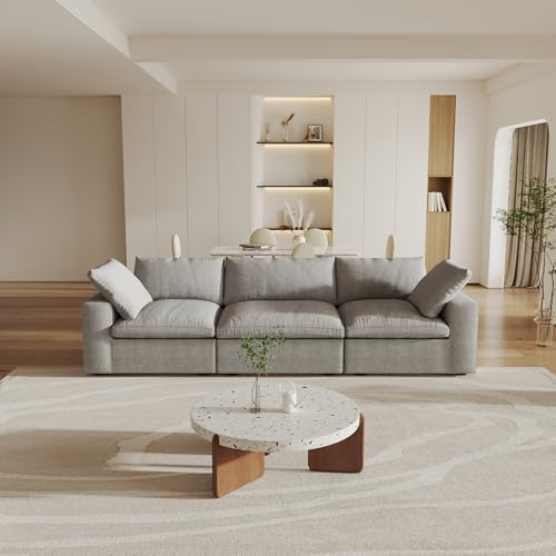 Khaki 6 Seater Oversized Modular Sectional Sofa with Storage Ottomans O380215