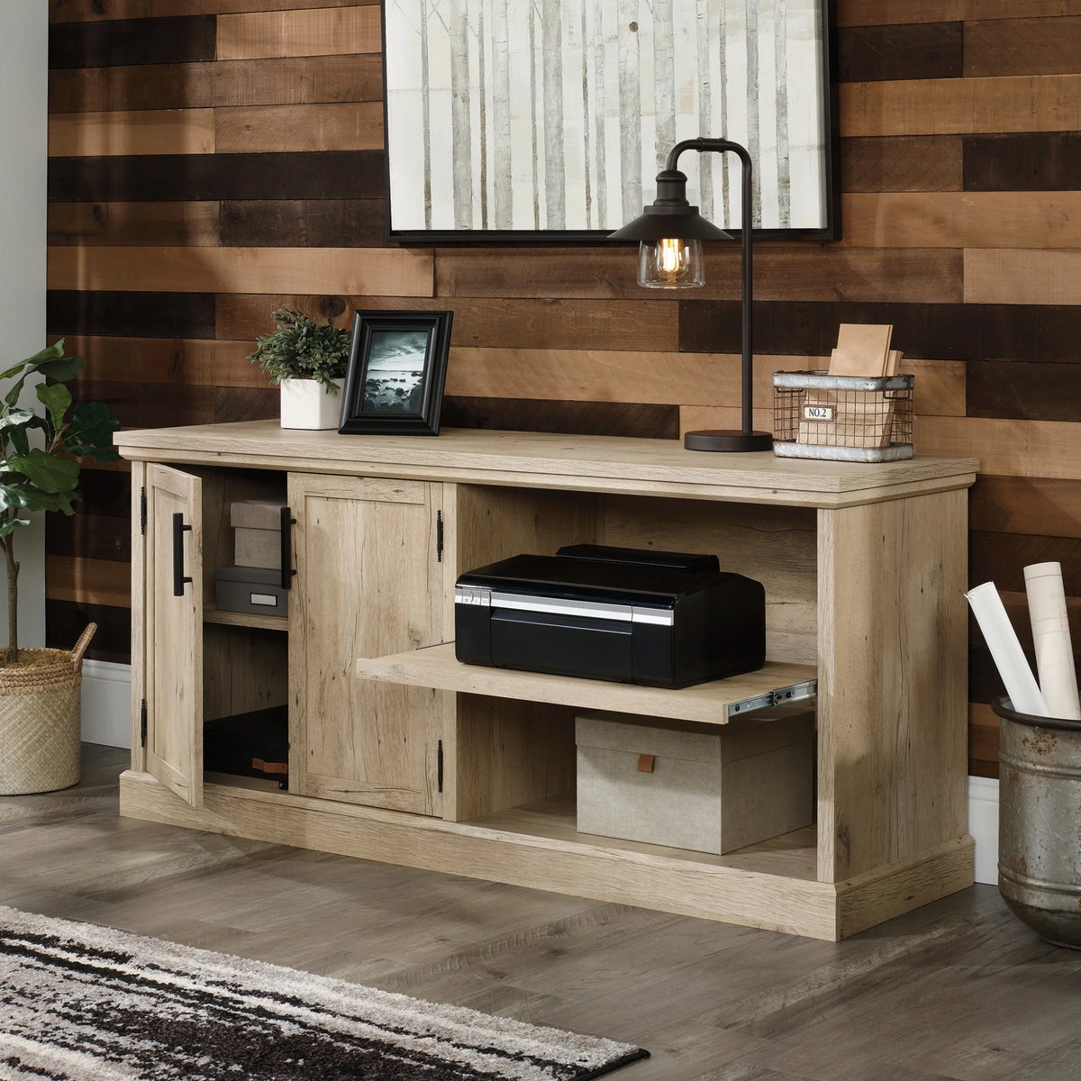 Prime Oak Engineered Wood Office Printer Credenza Z81685