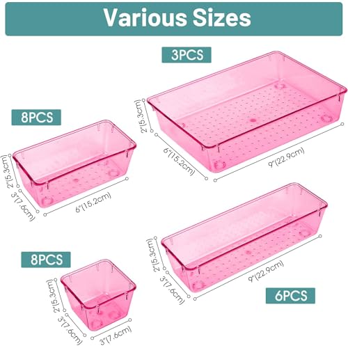 25 PCS Clear Plastic Drawer Organizer Set, 4 Sizes A640440