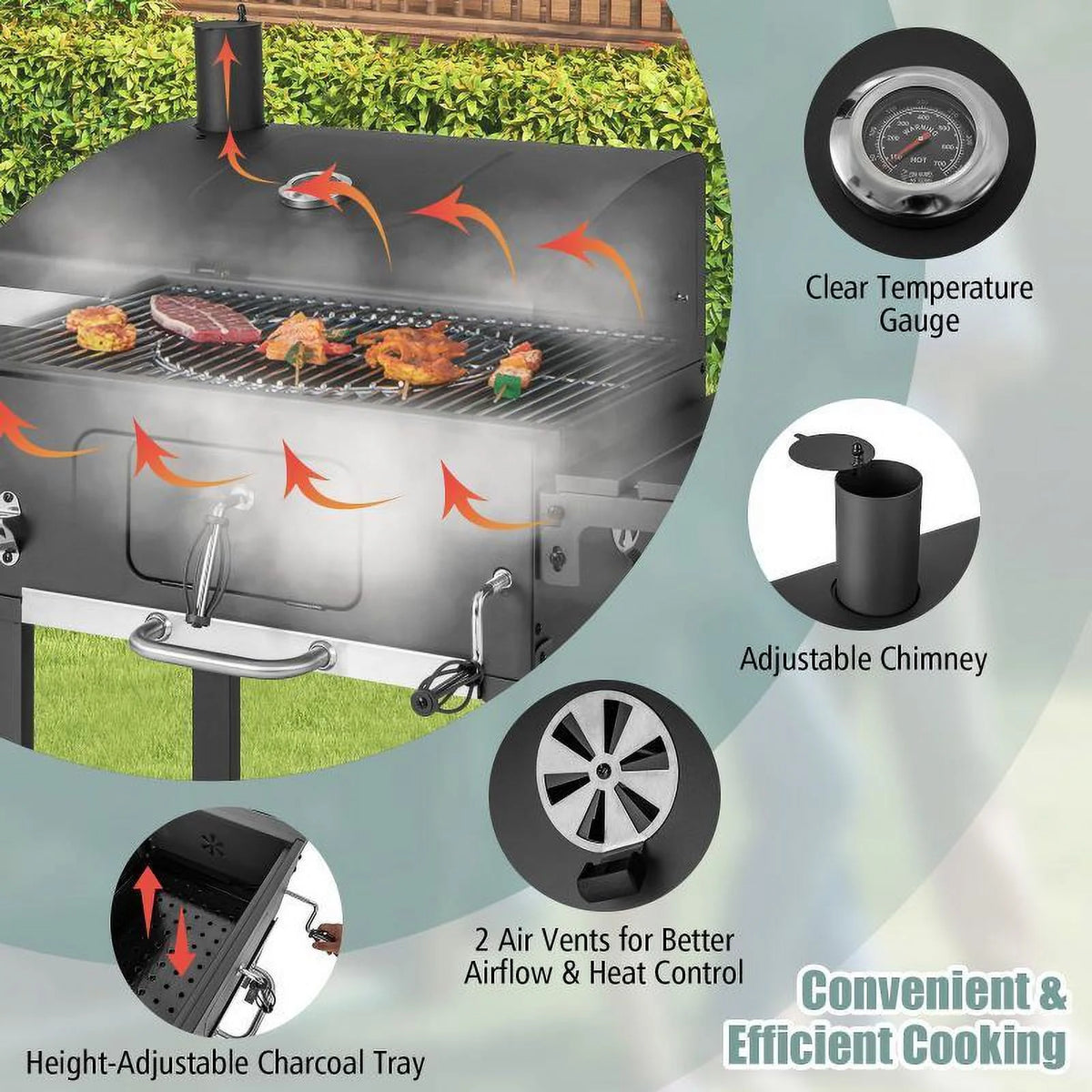 Charcoal Grill with Storage Shelf B557