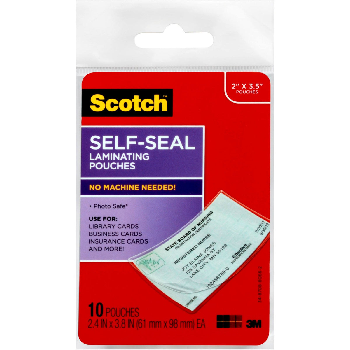 Self-Sealing Laminating Pouch, 10 Sheets per Pack X4065