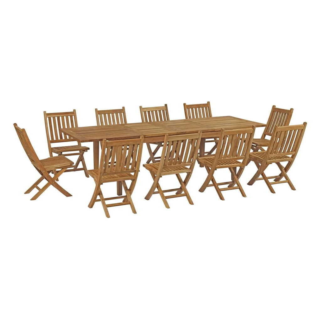 11 Piece Outdoor Patio Teak Dining Set O22882