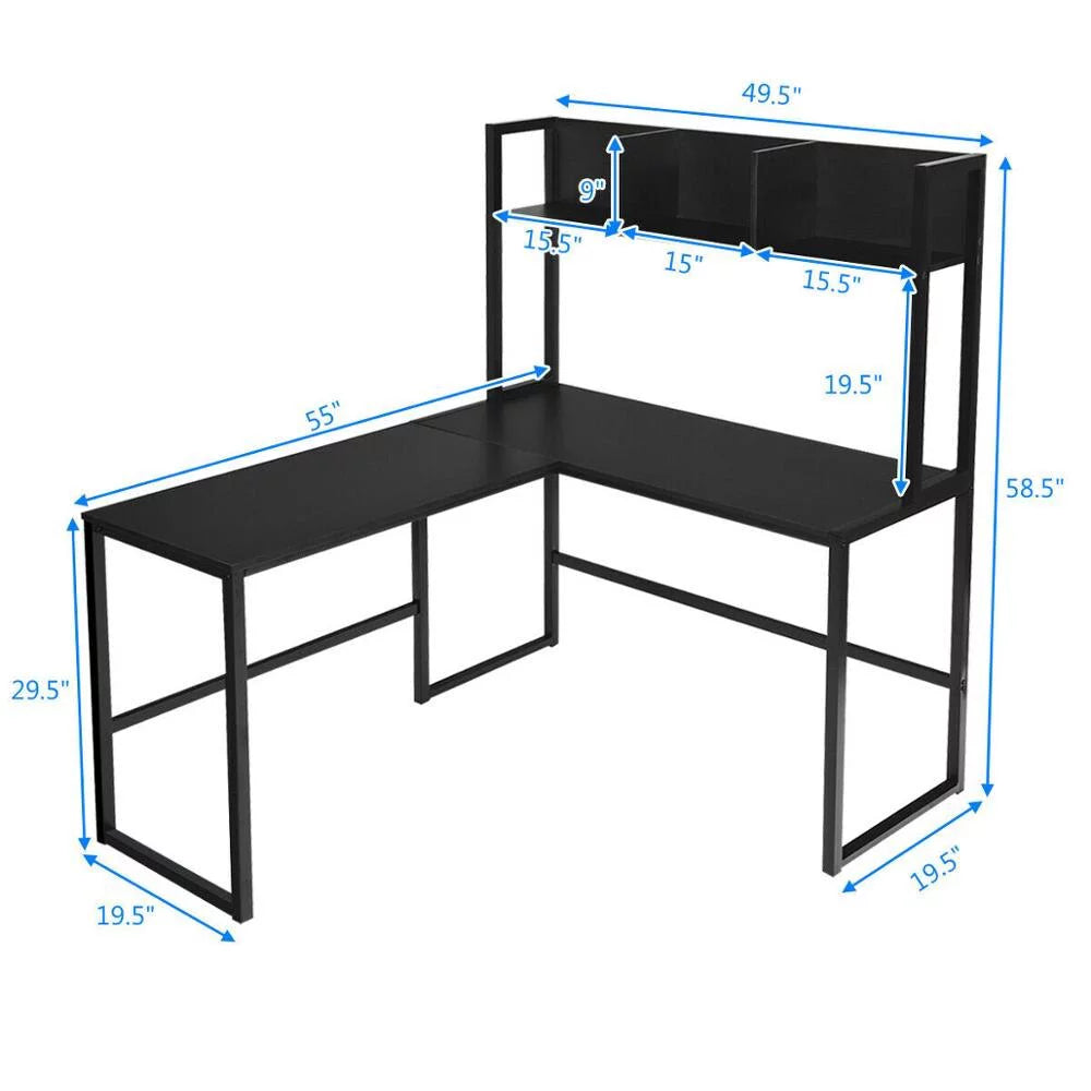 55" L-Shaped Corner Computer Desk with Hutch Z3595