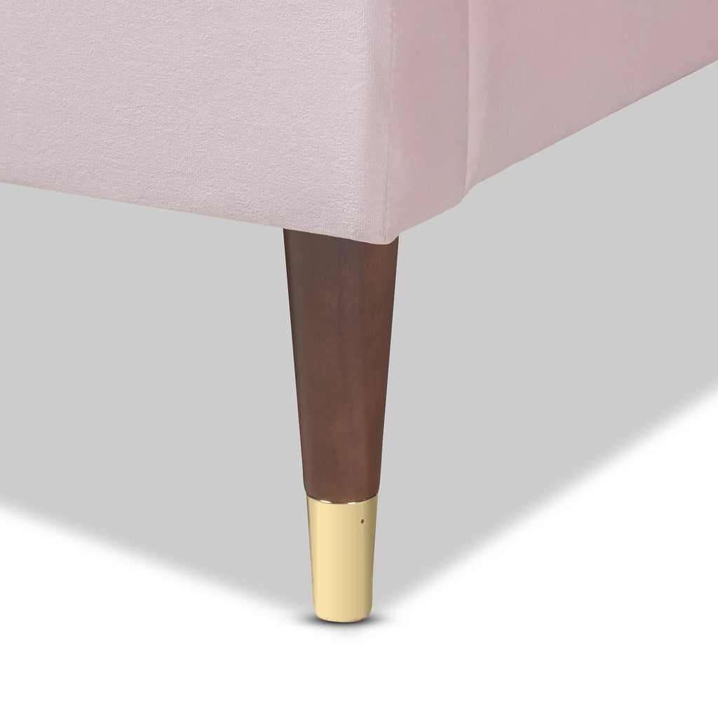 Velvet Upholstered Wood Platform King Bed D472