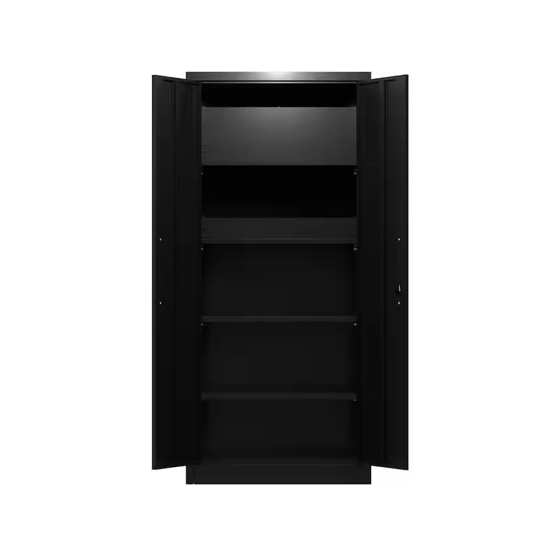 Black Metal Garage Storage Cabinet with Double Handle I30549