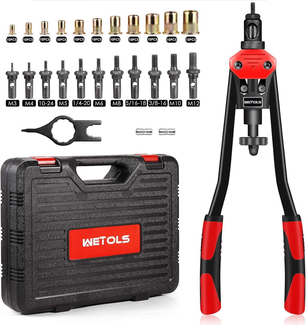 16 Rivet Nut Tool Kit with 11 Mandrels and 110pcs Rivnuts U221217