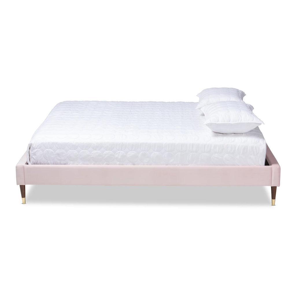 Velvet Upholstered Wood Platform King Bed D472