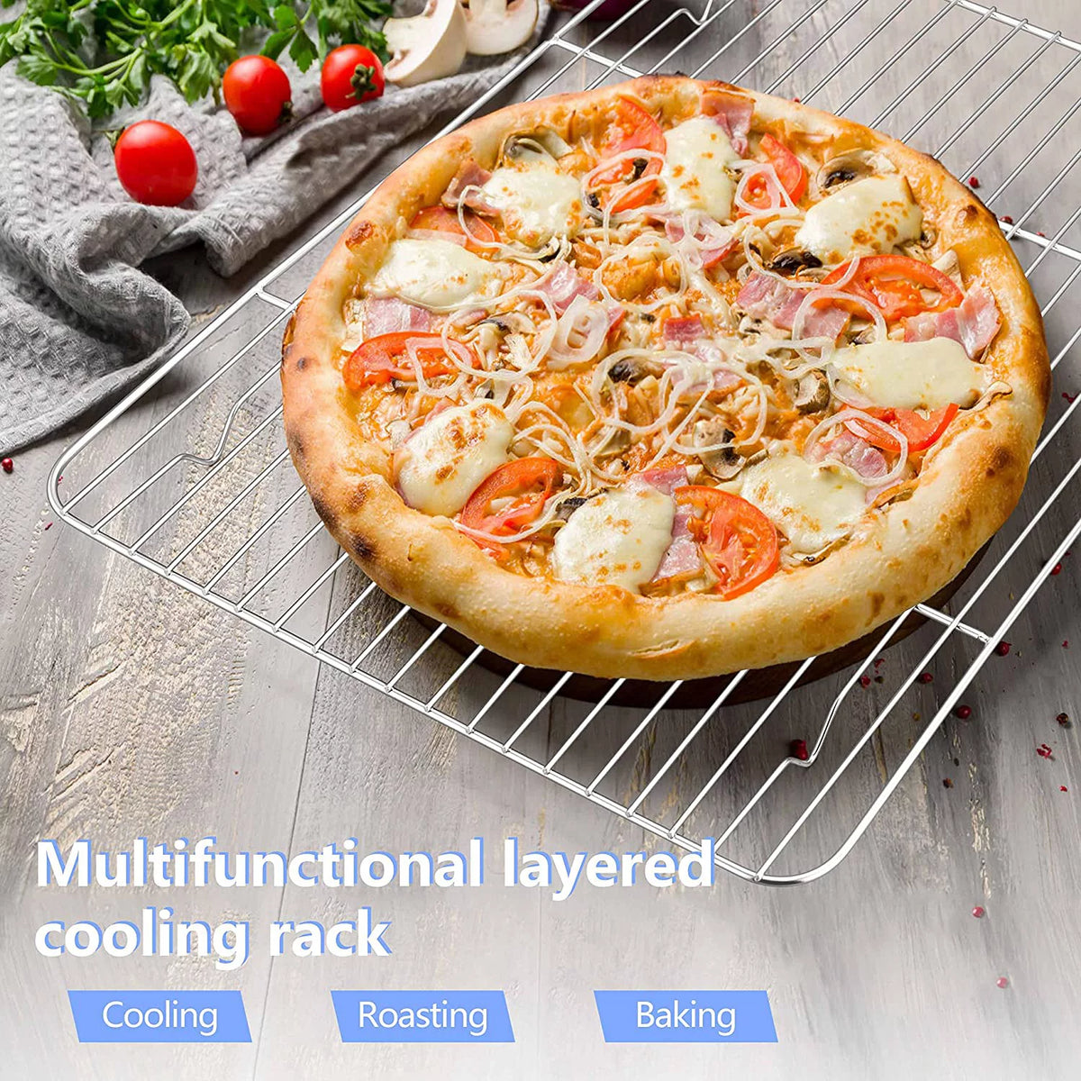 16 inch Stainless Steel Baking Sheet with Rack & Mat Set of 6 G94022