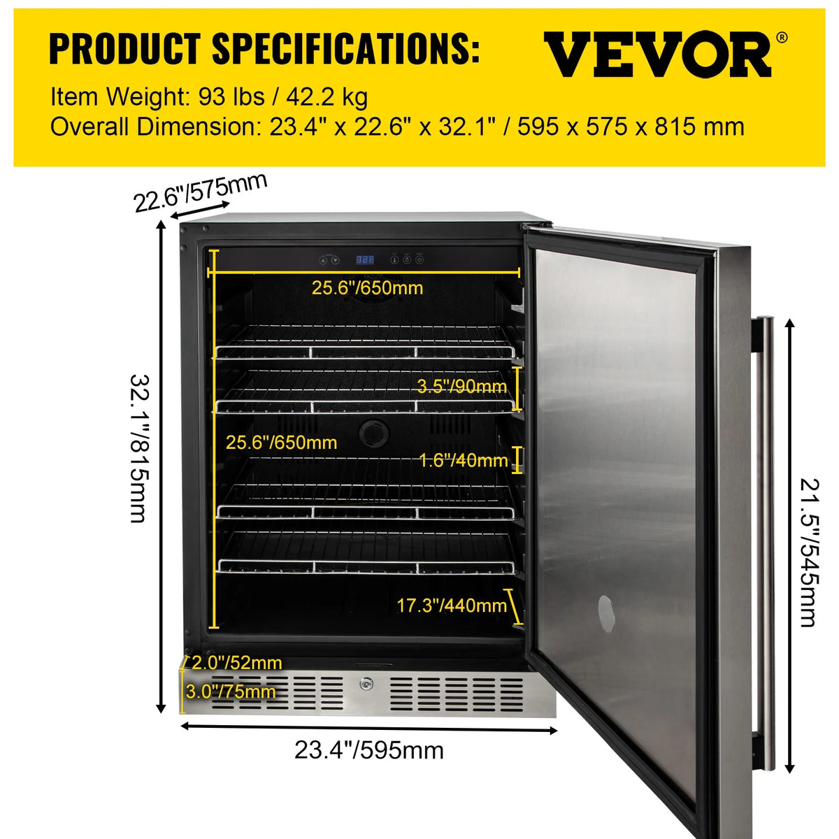 24'' Built-in Beverage Cooler 5.5 cu.ft. Reversible Door 142 Can Black & Silver U2555