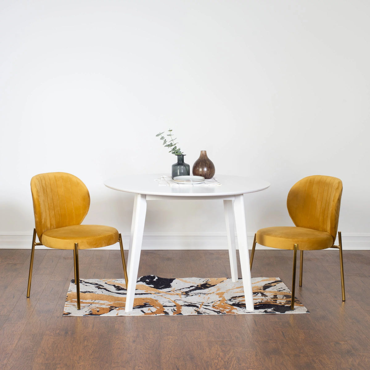 White 3-Piece Round Dining Table with 2 Chairs B425
