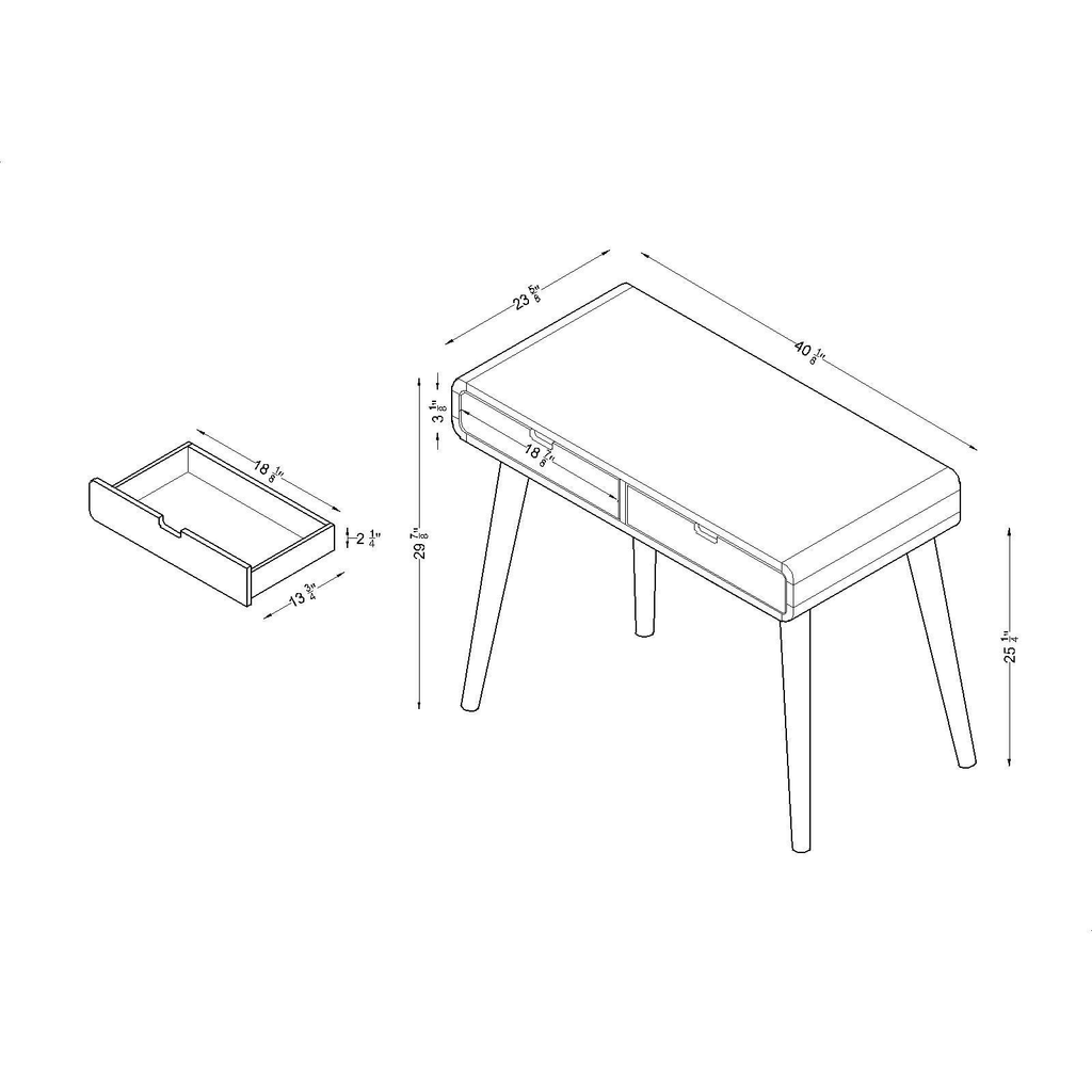 Dark Walnut and White 2-Drawer Wood Writing Desk A5769