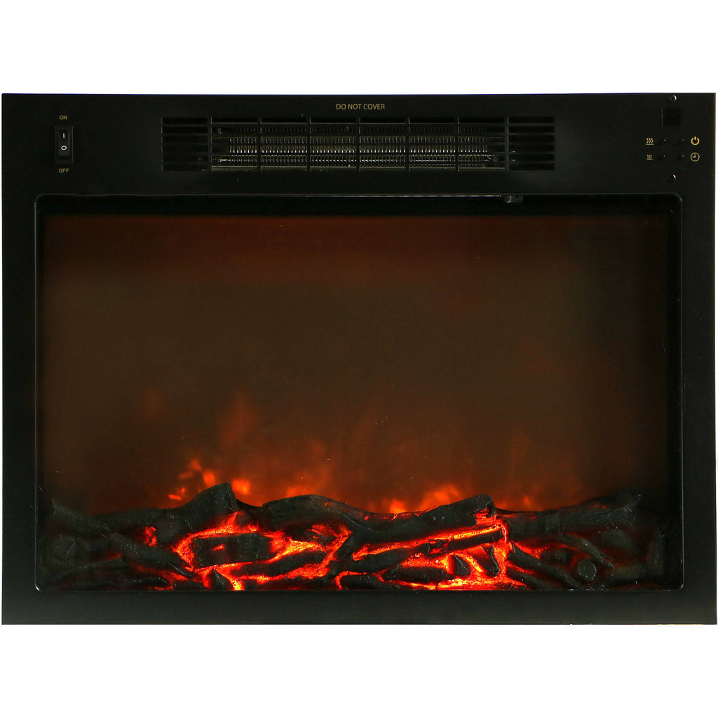 White Fireplace Mantel with Electronic Fireplace Insert J157
