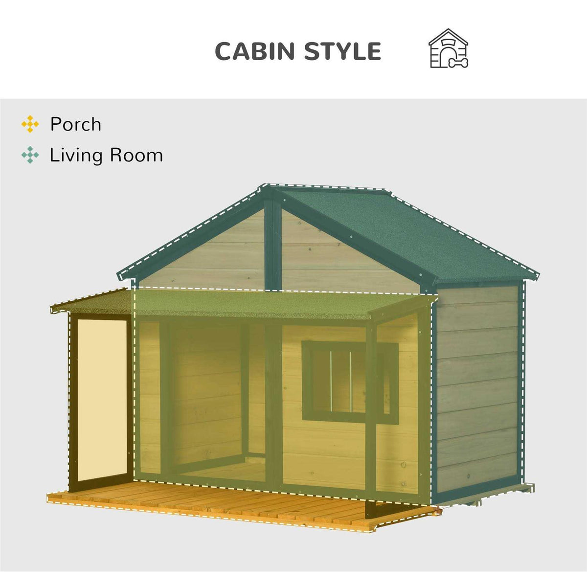 Wooden Raised Dog House with Asphalt Roof B531224