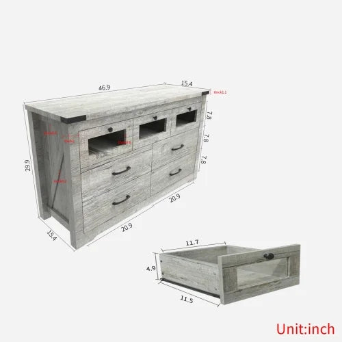 Wooden Storage Cabinet with LED Light and 7 Drawers V239239