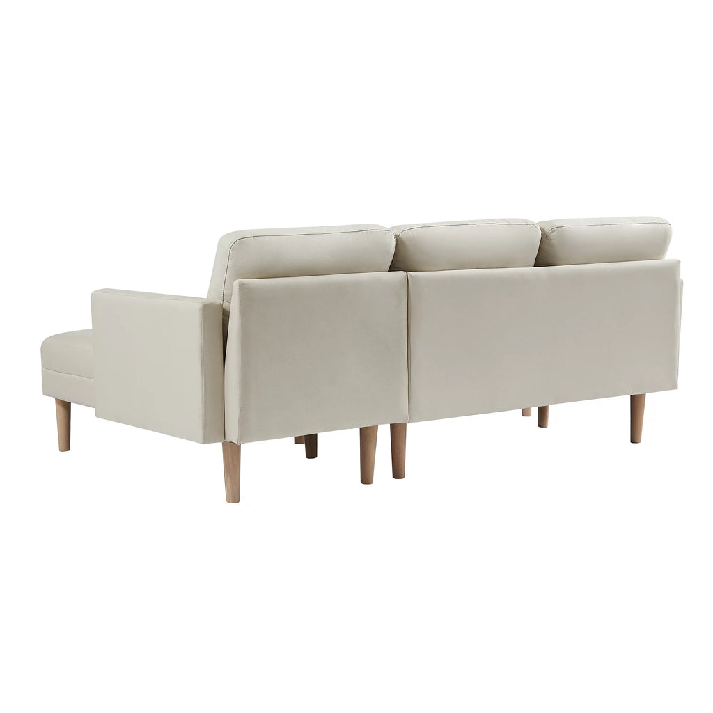 Beige L-shape Sectional Sofa Bed with Ottoman Bench Y65003