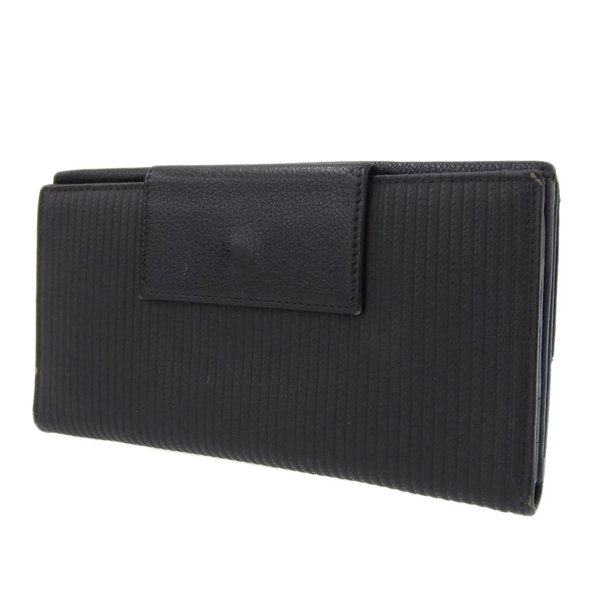 Pre-Owned Black Leather Long Wallet H90299