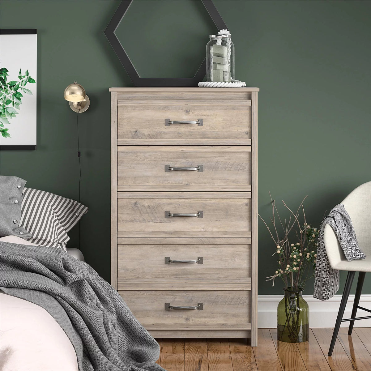 5 Drawer Ivory Oak Dresser O4947